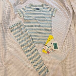 Striped Kids Two-Piece Bamboo Pajama Set - Light Blue & Cream